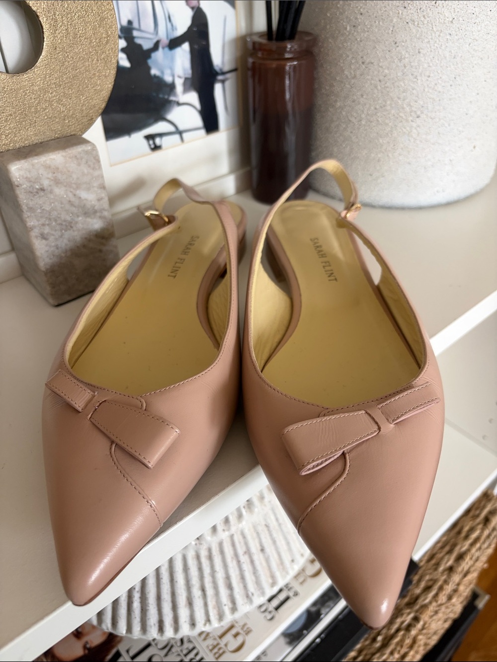 Sarah Flint Blush Pink Natalie Pointed Slingback Flats